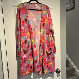 LuLaRoe Pink and Yellow Floral Cardigan Sweater
